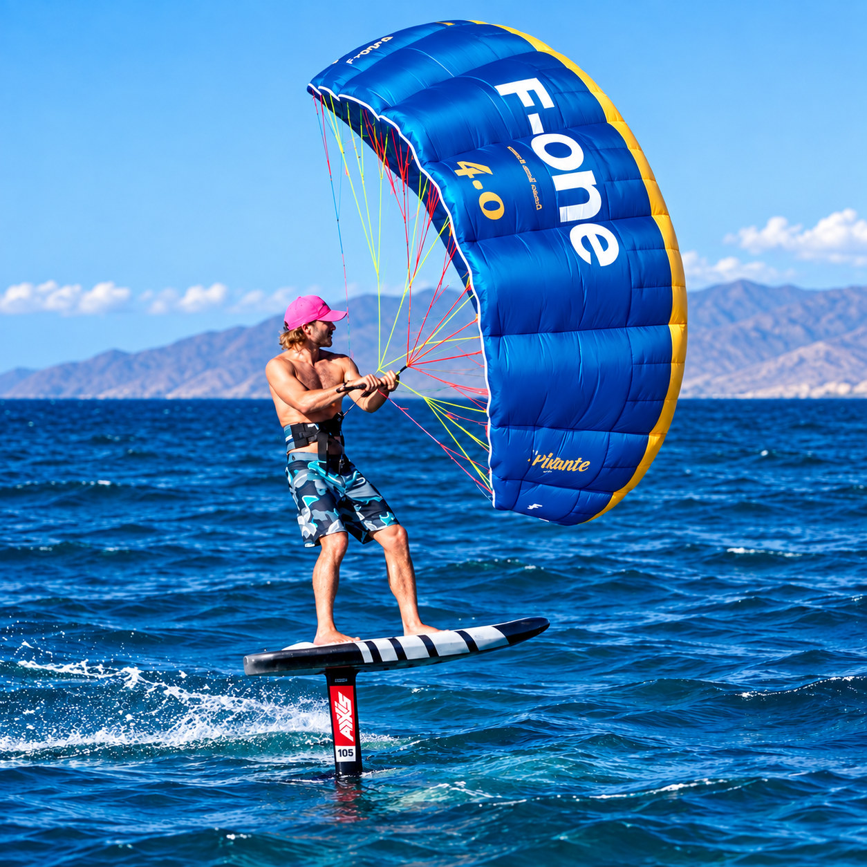 Parawing lesson with a blue F-One parawing in La Ventana
